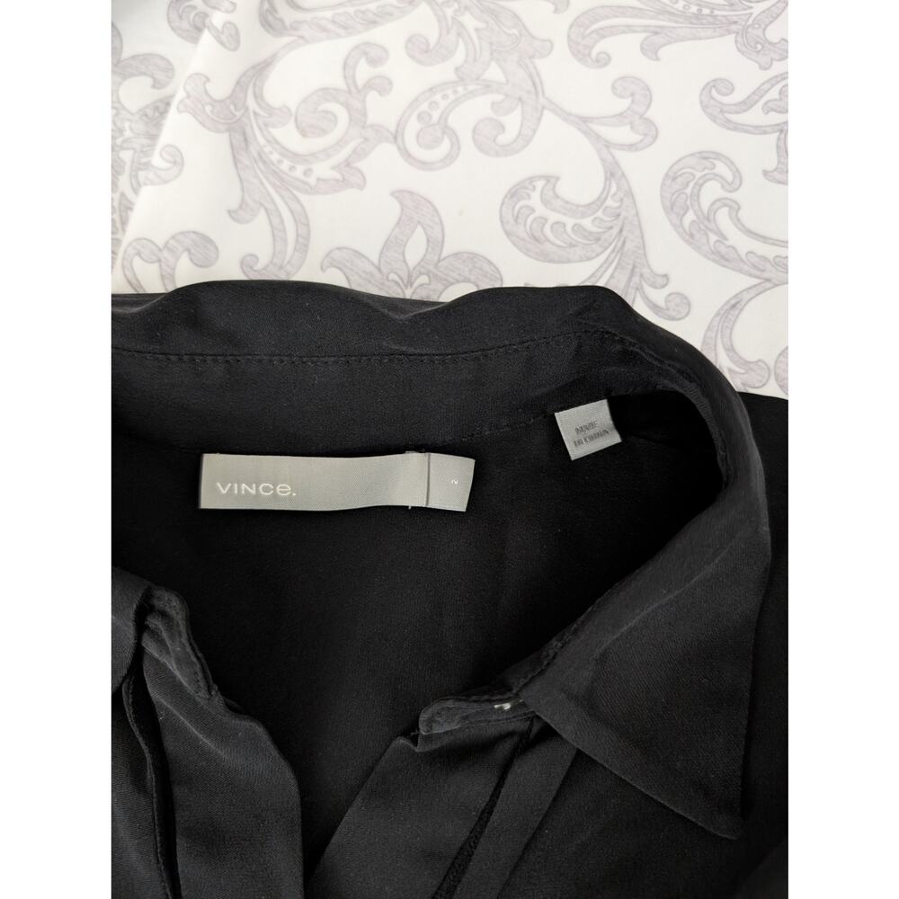 vince black silk button down blouse size 2 - Picture 5 of 8